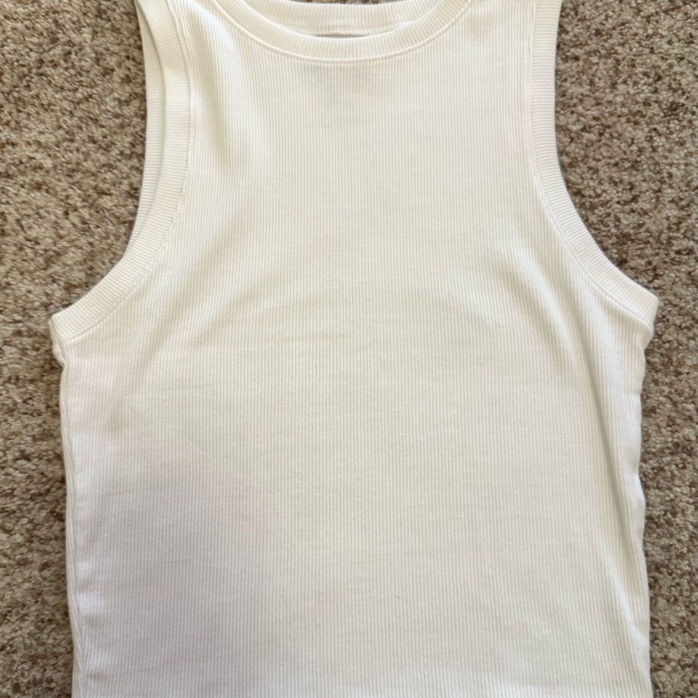 Hollister White Ribbed Tank Top